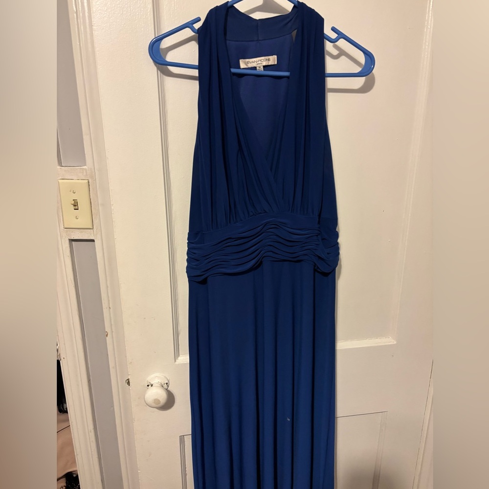Evan Picone Royal Blue V-Neck Dress